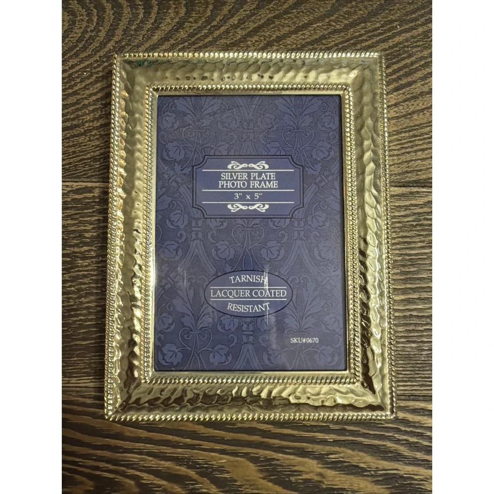 VTG Silver Plate Photo Frame 3X5 Tarnish Resistant Lacquer Coated Velvet Back